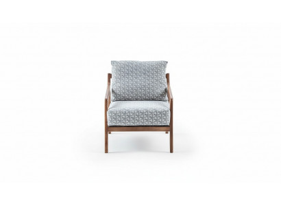Living room white wood frame armchair Roubster fabric stylish single-seater
