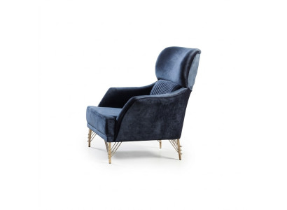 Blue Armchair Set Designer Recliner Living Room Luxury Furniture 2-piece