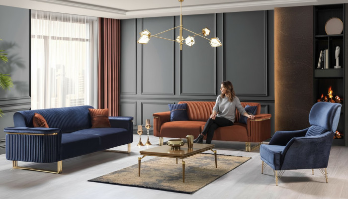 Modern living room seating suite designer 3-seater armchair sofa suite