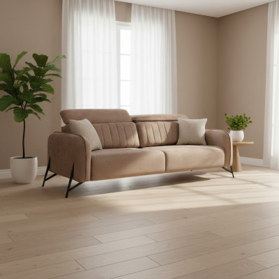 Beige living room sofa designer 3-seater fabric sofa luxury upholstered furniture