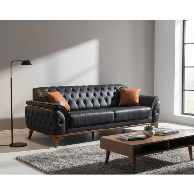 Luxurious Blue Chesterfield Sofa Modern 3-Seater Luxury Seating Furniture