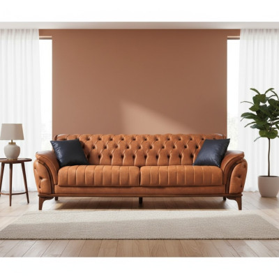 Orange Chesterfield 3-seater living room luxury sofa modern noble couch