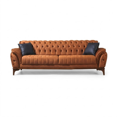 Orange Chesterfield 3-seater living room luxury sofa modern noble couch