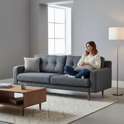 Modern gray three-seater luxurious living room three-seater luxury furniture.