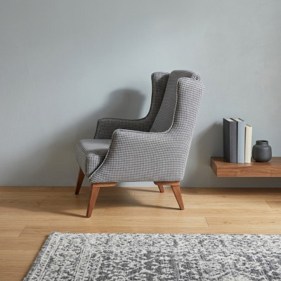 Gray Checkered Single Seater Modern Living Room Single Seater Luxury Furniture