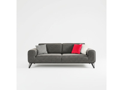 Gray 3-Seater Fabric Sofa Modern Design Living Room Textile Fabric Material