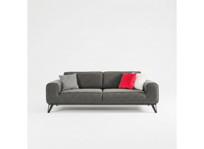 Gray 3-Seater Fabric Sofa Modern Design Living Room Textile Fabric Material