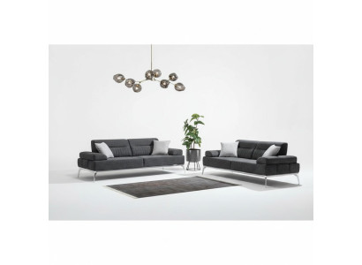 Fabric Sofas Living Room Set 2-Piece Gray Color Textile Material Modern Design