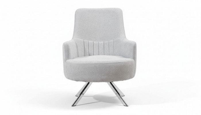 White color 1-seater living room fabric armchair modern design textile material