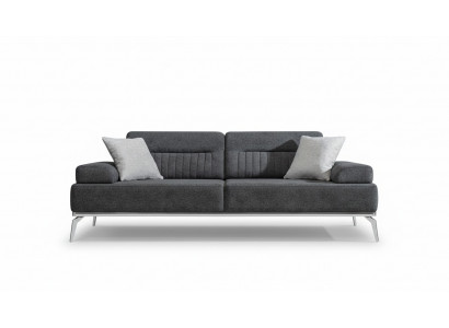 Gray Living Room 3-Seater Fabric Sofa Modern Luxury Design Textile Material