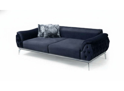 Black Chesterfield Design Textile Material Modern 3-Seater Fabric Sofa