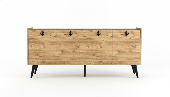 Living room brown sideboard modern design rectangular shape shelves luxury