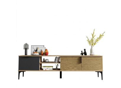 Brown-Gray RTV TV Lowboard Cabinet Modern Design Rectangular Shape Living Room