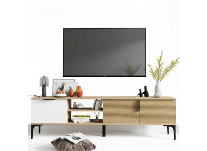 Lowboard RTV Modern Design Luxury Living Room Rectangular Brown White