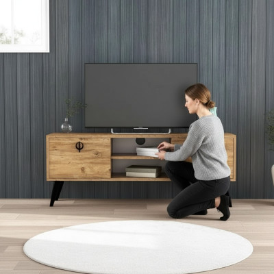 Brown living room TV lowboard sideboard RTV modern design rectangular shape