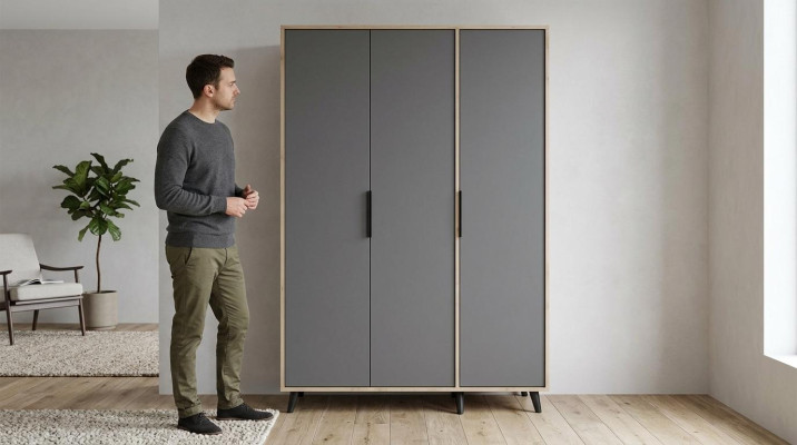 Gray Brown Modern Design Wardrobe Rectangular Bedroom Luxury