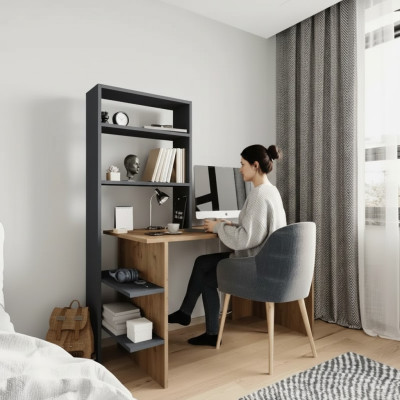 Bedroom youth room desk computer desk modern design brown gray