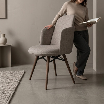 Modern White Chair Textile One-Seater Dining Room Luxurious Chairs New