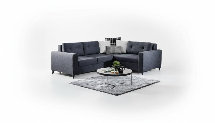 Dark gray upholstered sofa designer corner sofa with bed function living room sofa