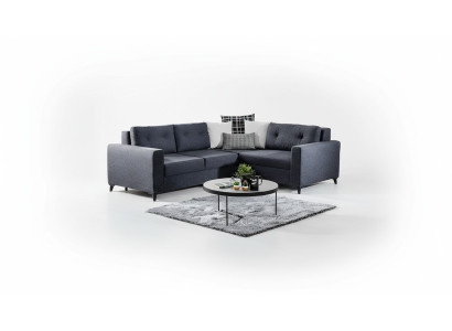 Dark gray upholstered sofa designer corner sofa with bed function living room sofa