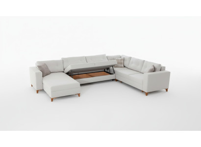 White U-Shape Sofa Living Room Corner Couch Fabric Sofa Luxurious Furniture New