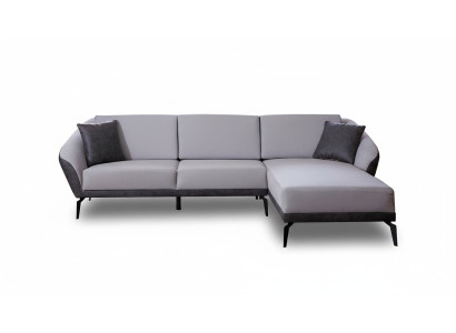 White-gray L-shaped living room fabric sofa designer corner sofa textile furniture