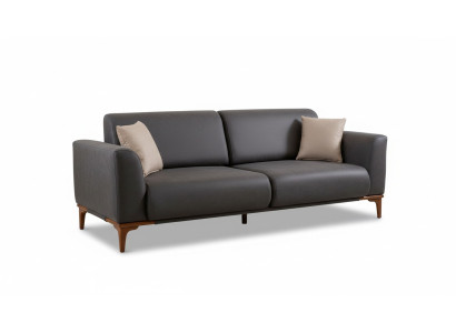 Gray faux leather living room designer couch luxurious 3-seater