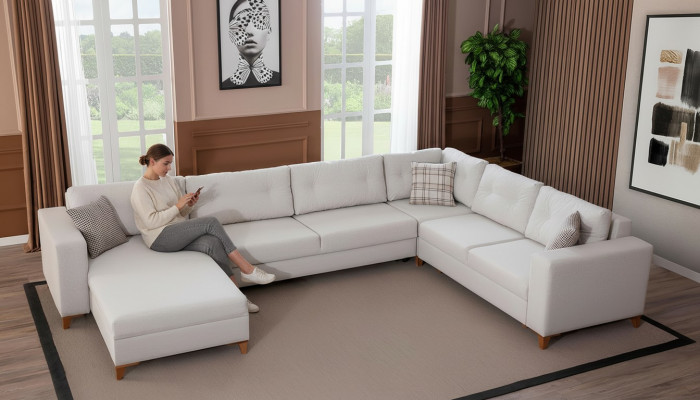 Stylish living room U-shaped sofa designer corner sofa luxury noble couches