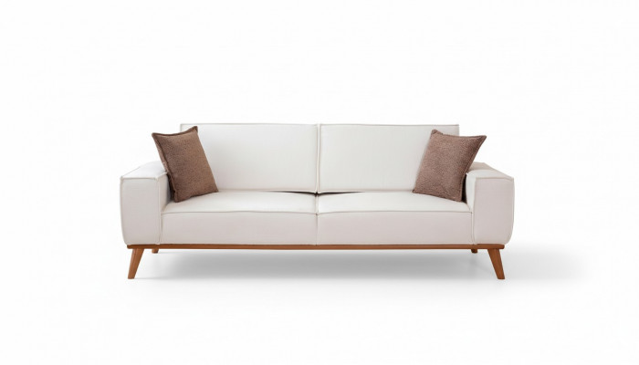 White living room set stylish 3-seater designer armchair 2-piece set