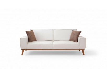 White living room set stylish 3-seater designer armchair 2-piece set