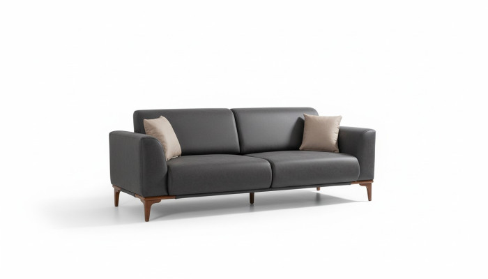 Black-Beige Living Room Designer Suite 3-Seater Armchair 2-Piece Set