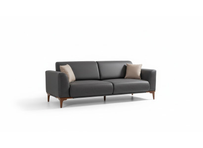 Black-Beige Living Room Designer Suite 3-Seater Armchair 2-Piece Set