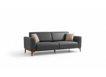 Black-Beige Living Room Designer Suite 3-Seater Armchair 2-Piece Set