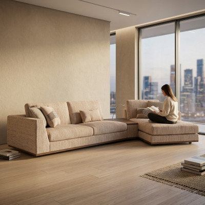 Designer corner sofa L-shape luxury sofa couch living room textile upholstered furniture