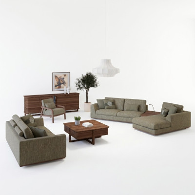 Complete sofa set 3pcs two-seater sofa relax corner sofa L-shape modern armchair