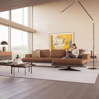 Living room leather corner sofa L-shape upholstered furniture modern relax sofa couch