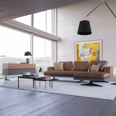 Living room leather corner sofa L-shape upholstered furniture modern relax sofa couch