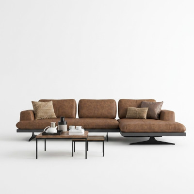 Living room leather corner sofa L-shape upholstered furniture modern relax sofa couch