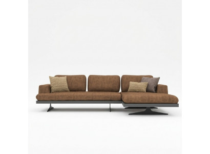 Corner sofa L-shape relax living room brown leather sofa upholstered furniture corner set.