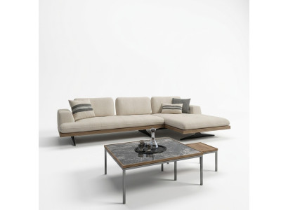 Modern luxury sofa couch living room relax corner sofa L-shape with 2x coffee table