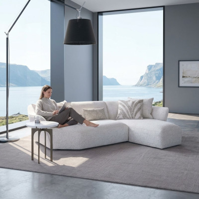 Designer sofa couch white furniture living room corner sofa L-shape upholstered furniture