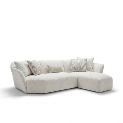 Designer sofa couch white furniture living room corner sofa L-shape upholstered furniture