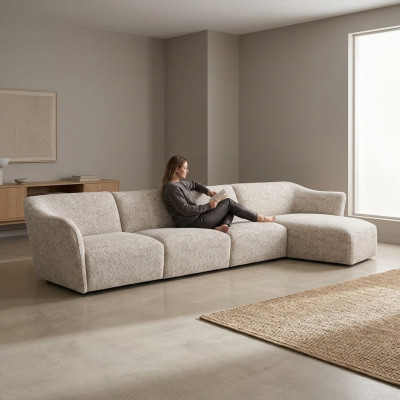 Living room sofa L-shape designer corner set white luxury upholstered furniture
