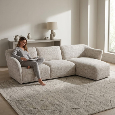 Corner set white sofa couch L-shape designer modern living room new