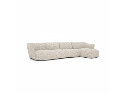 Modern L-shaped sectional sofa, white upholstery, living room, new furniture.
