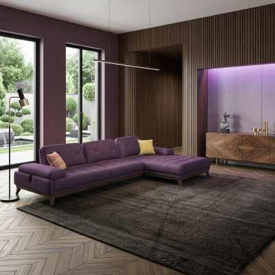 Purple L-shaped sectional sofa living room luxury coffee table furnishing new set furniture