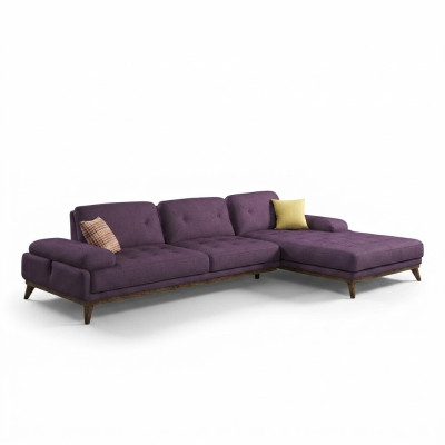 Purple L-shaped sectional sofa living room luxury coffee table furnishing new set furniture