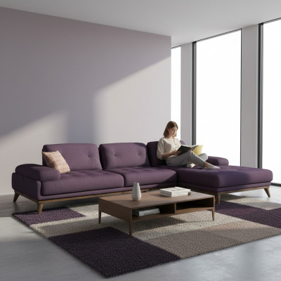 Luxury corner sectional living room purple corner sofa L-shaped furniture sofa couch new