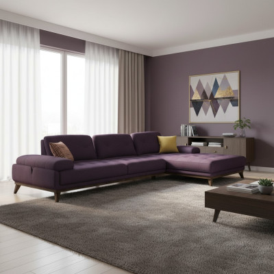 Luxury corner sectional living room purple corner sofa L-shaped furniture sofa couch new
