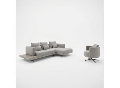 Living room sofa set corner sofa L-shape new armchair luxury wooden coffee table